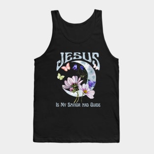 Jesus Is My Savior and Guide Vintage Boho Retro Christian Faith Jesus Inspirational Grace Tank Top